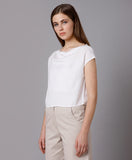 Statement Crop Top for Women -White