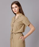 Khaki Lapel Collar Shirt