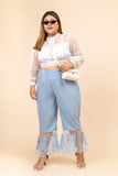 Falak sky blue bell bottom high waist pants