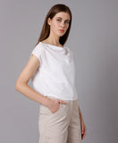 Statement Crop Top for Women -White