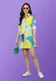 Multi-Colored Buttoned Shirt Dress