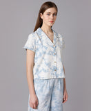 Tie and Dye Lapel Collar Shirt-White