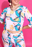 Party Cotton Top and Short Multicolor Co-ord Set - Women