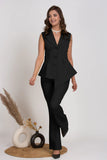 Solid Workwear Asymmetric Sleeveless Business Suit