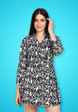 A-Line Black & White Women's Work  Dress