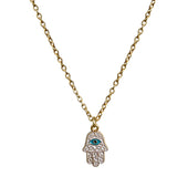 Y2K Charm Pendant Gold Necklace - Hamsa Hand Evil Eye