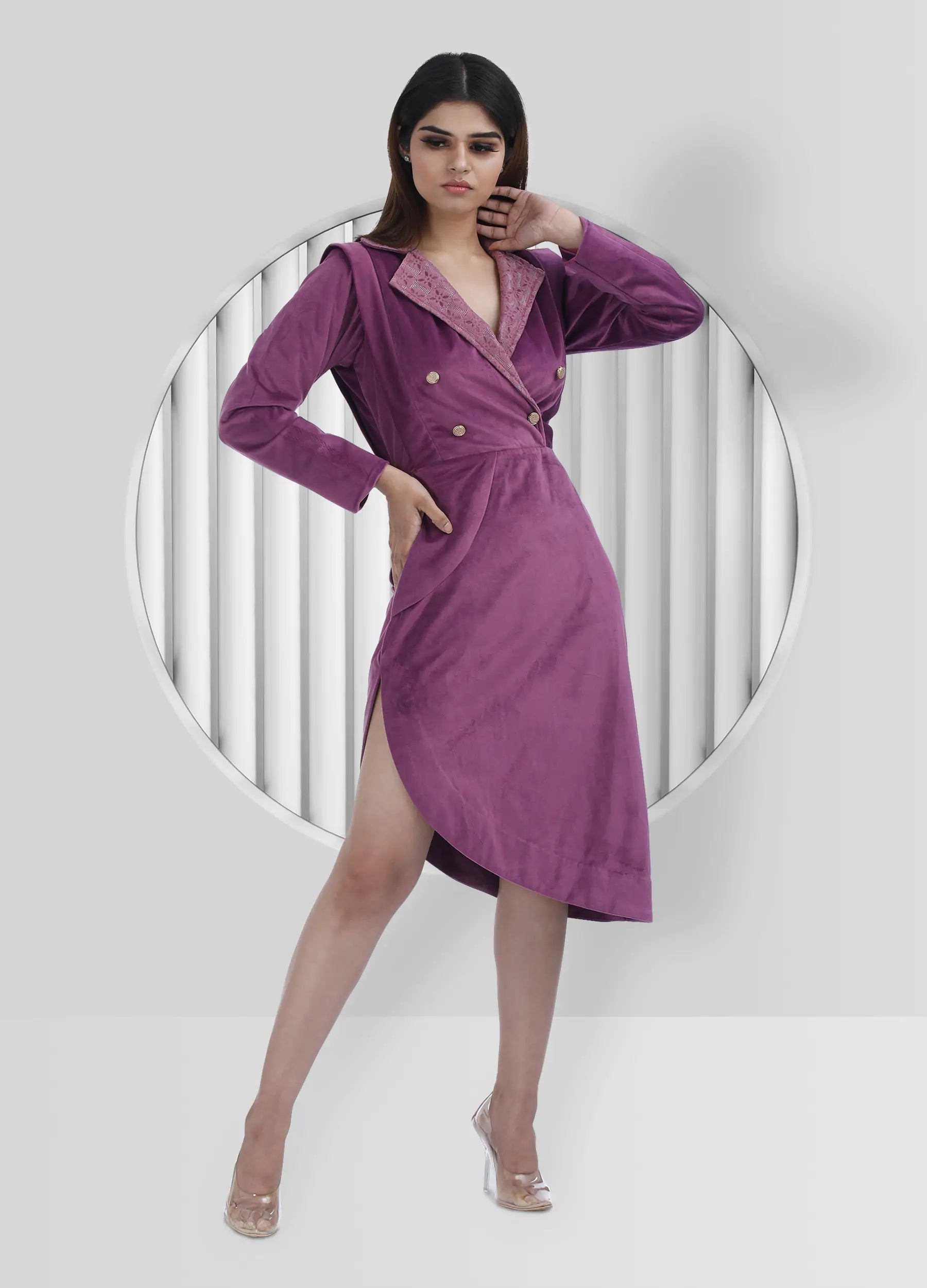 Magenta velvet dress online
