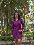 Pure Cotton Purple Ladies Shirt Dress