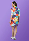 Multicolor printed full sleeve shirt dress