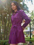Pure Cotton Purple Ladies Shirt Dress