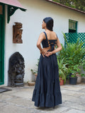Black Cotton Women's Evening long dress