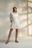 Classic White Mini Shirt Dress for Ladies