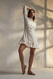 Classic White Mini Shirt Dress for Ladies