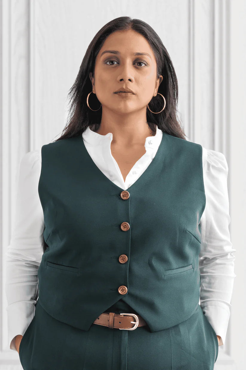 Bottle Green Formal sleeveless Waist Coat The Ambition Collective