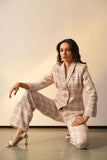 Ladies Pink check Suit for Office Formal
