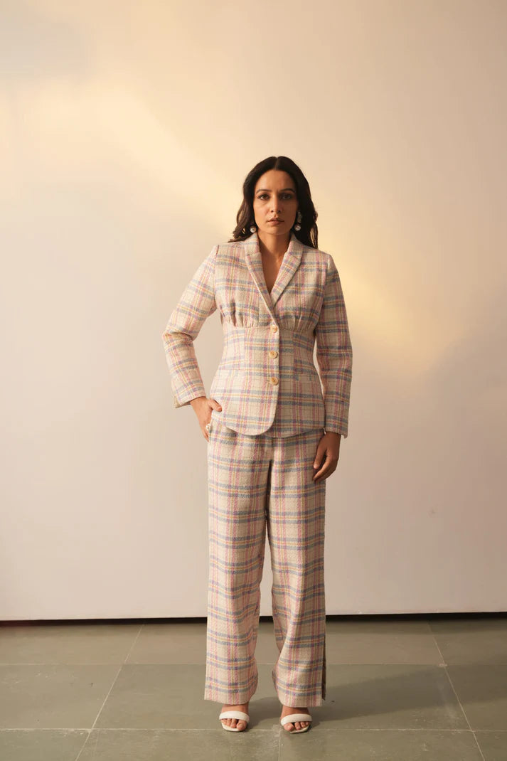 Ladies check suit outlet