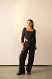 Classy Women's Black Corset Cord Set