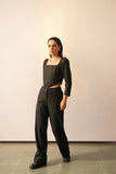Classy Women's Black Corset Cord Set