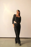 Classy Women's Black Corset Cord Set