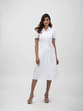 White 100% Cotton Women's Workwear shirt dress