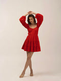 Regular fit Full sleeves 100% cotton Red dress