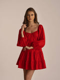Regular fit Full sleeves 100% cotton Red dress