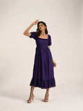 100% Pure cotton Purple Midi Women's dress