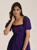 100% Pure cotton Purple Midi Women's dress