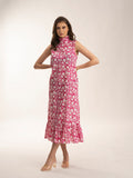 Comfortable 100% Cotton Floral printed midi dress