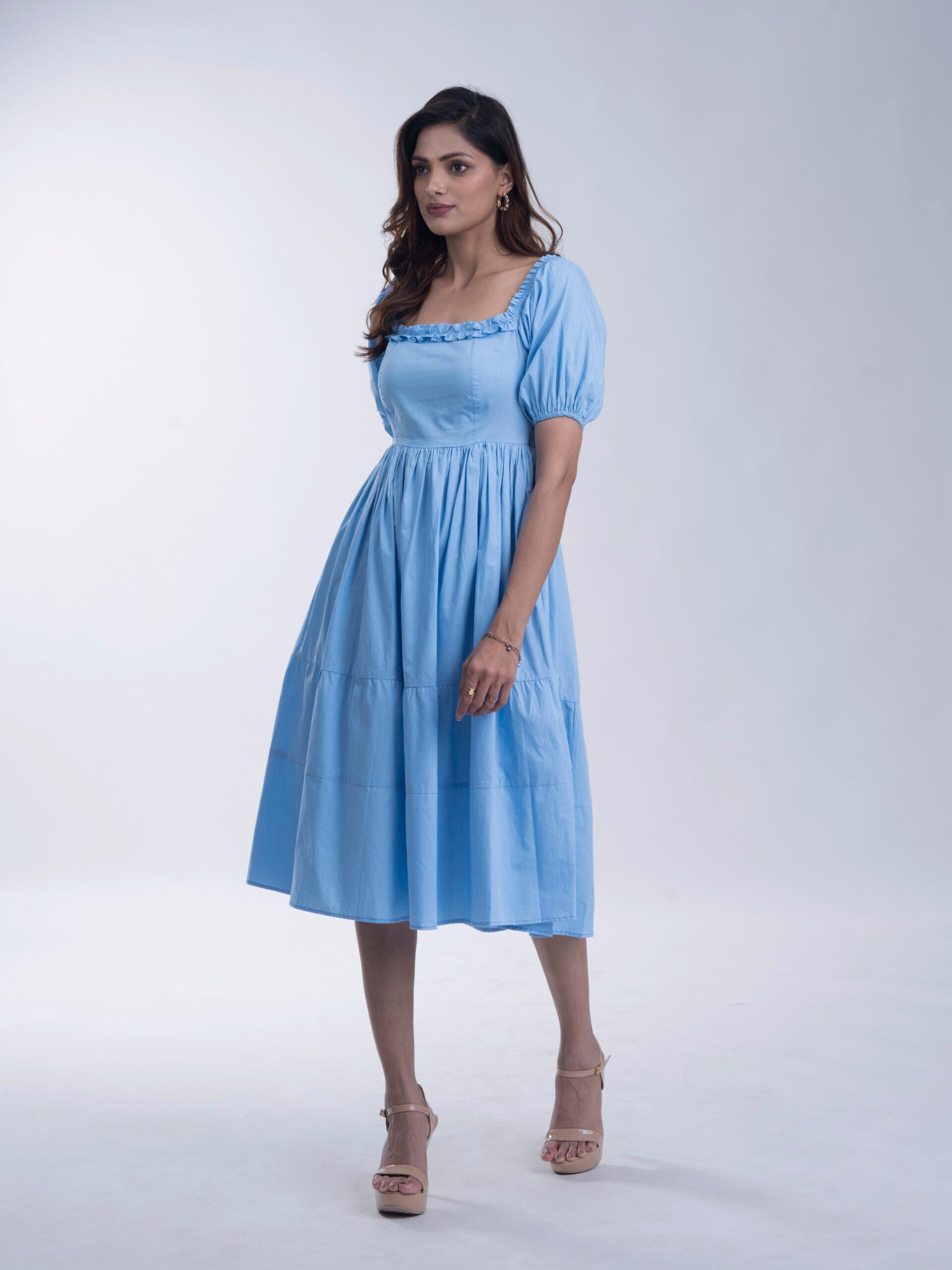 Women's Knee length 100% cotton Blue dress The Ambition Collective Women's Knee length 100% cotton Blue dress The Ambition Collective