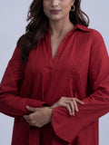 Red Cotton shirtdress for women