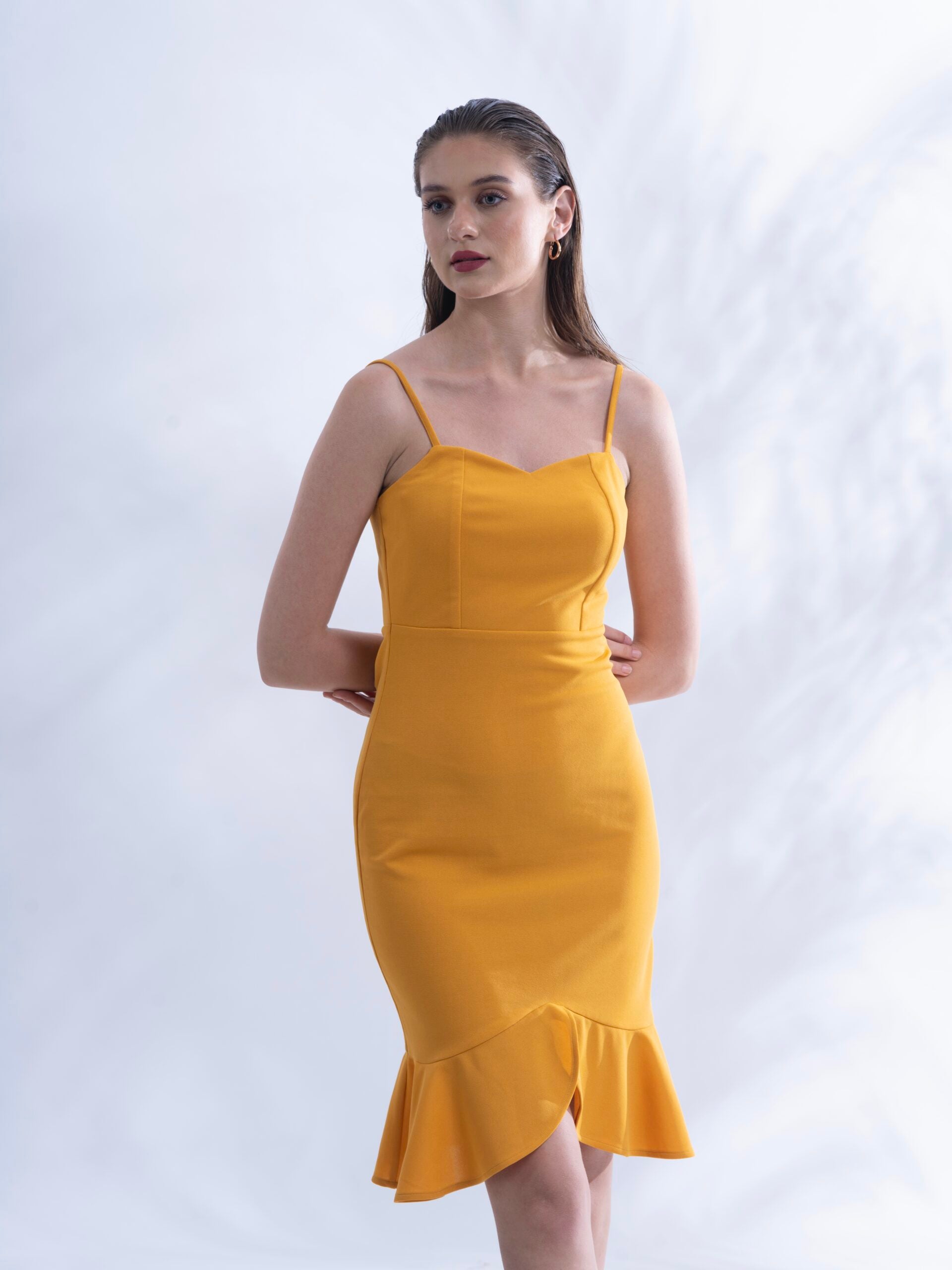 Mustard Yellow Regular fit Bodycon short dress – The Ambition Collective