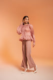 Beige Ladies Office Organza Coord Set