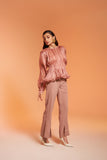 Beige Ladies Office Organza Coord Set