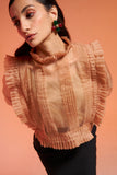 Organza shirt with exaggerated Full sleeves