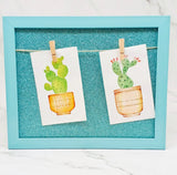Wall Frame with Wooden Clips - Glitter - Blue