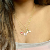 Rack Jack Y2K Charm Pendant Gold Necklace - Butterfly - Pink