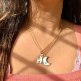 Rack Jack Y2K Charm Pendant Gold Necklace - Evil Eye Moon - White