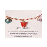 Rack Jack Rose Gold Plated Charms Bracelet Butterfly Pearl Diamond Adjustable Free Size | Birthday Gift for Girls and Women Anniversary Gift for Wife - Orange