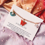 Rack Jack Rose Gold Plated Charms Bracelet Butterfly Pearl Diamond Adjustable Free Size | Birthday Gift for Girls and Women Anniversary Gift for Wife - Orange