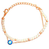 Rack Jack Evil Eye Bracelet Pearls Kabbalah Protection Luck Amulet Protection Nazar for Women - Rose Gold