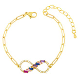 Rack Jack Crystal Beaded Diamond Studded Bracelet for Women and Girls - Infinity Sign - Rainbow