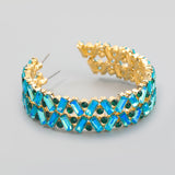 Crystal Rhinestones Hoop Earrings - Blue