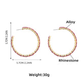 Crystal Rhinestones Hoop Earrings - Red