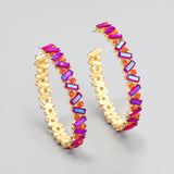 Crystal Rhinestones Hoop Earrings - Red