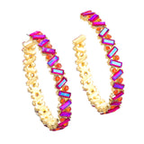 Crystal Rhinestones Hoop Earrings - Red