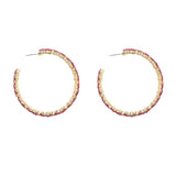 Crystal Rhinestones Hoop Earrings - Red