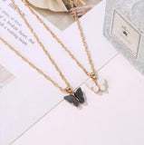 Rack Jack Y2K Charm Pendant Gold Necklace - Butterfly - Black