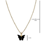 Rack Jack Y2K Charm Pendant Gold Necklace - Butterfly - Black