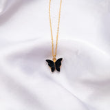 Rack Jack Y2K Charm Pendant Gold Necklace - Butterfly - Black